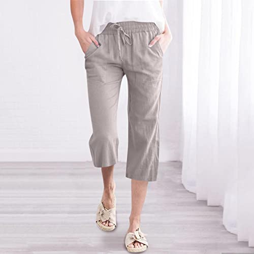women39s loose seven-minute straight leg pants summer sports joggers with pockets casual lightweight beach trousers