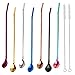 GHJK Pailles Cuillère 7 Pcs Réutilisable Cuillère Cocktail Agitateurs en métal 2 en 1 Pailles Cuillère en Métal Parfait pour Smoothies Laits Frappés Cocktail Café avec 2 Brosses (Multicolore)