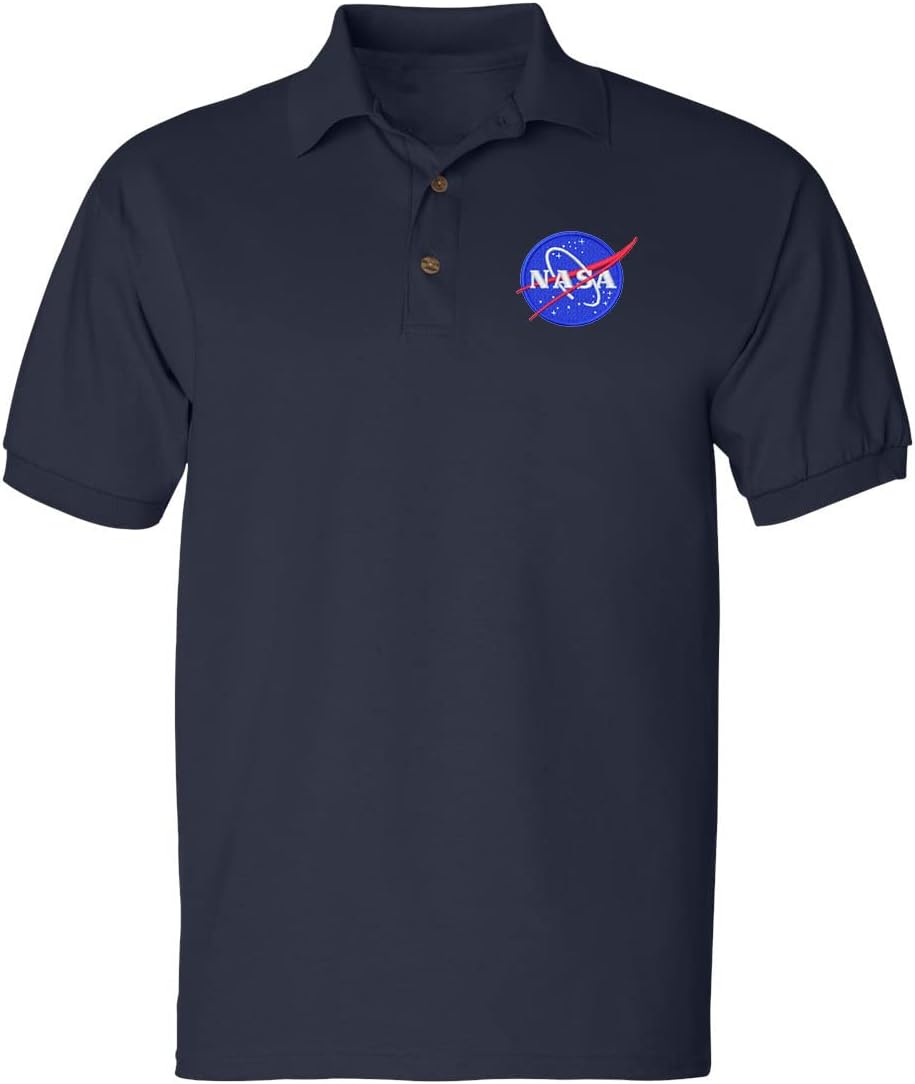 Men's Polo T Shirt NASA Embroidered Space Tee