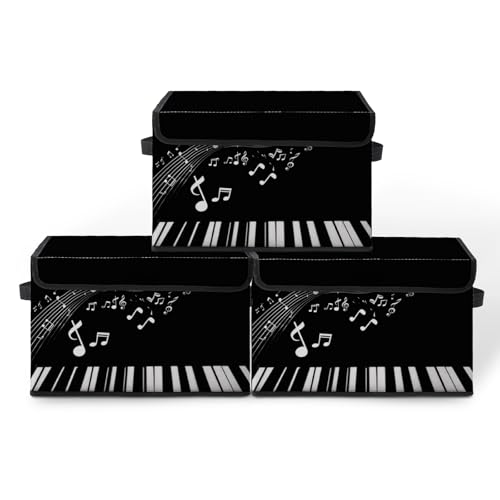 Image of Stackable Storage Bins with Lids,Closet Organizers Fabric Box for Home and Office,Blanket Clothes Organizers,Under Bed Storage Containers 3 Pack