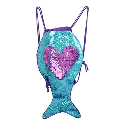 Mochila de Lentejuelas Reversibles  Cola de Sirena Moda Infantil con Cordón