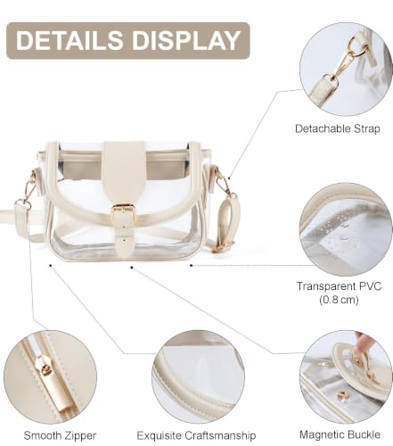 Image of Clear Bag for Stadium Events, Stadium Approved Clear Crossbody Bag for women,Waterproof Saddle bag for Concert