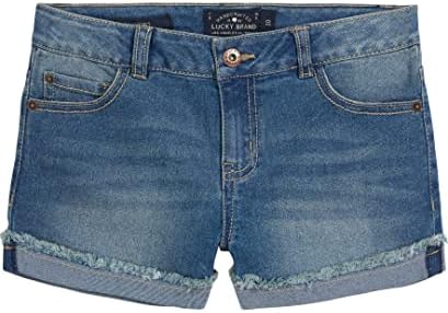 Lucky Brand Girls' Cuffed Jean Shorts, Stretch Denim with 5 Pocke...