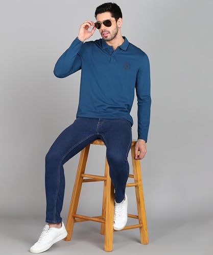 Image of Alan Jones Clothing Men's Cotton Regular Fit Solid Full Sleeves Polo T-Shirt