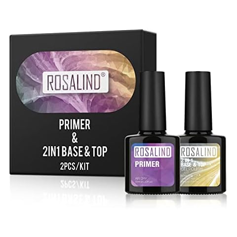 ROSALIND Gel Nagellack Base und Top Coat Polish Primer Gellack Set Soak Off Semi Permanent Varnish 10ml Cover