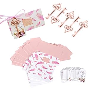 50 Stks Sleutelhanger Flesopener, Vintage Zinklegering Bieropener met Hangtags/Suikerdozen/Roze Touwen voor Bruiloft…