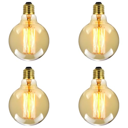 Image of fizzytech G80 LED Edison Globe Bulbs, Super Bright Warm White Light (3500K), E26 /E27 Standard Base, Clear Glass Decorative LED Lamps for Home, Bedroom, Living Room & Cafe - Pack of 4