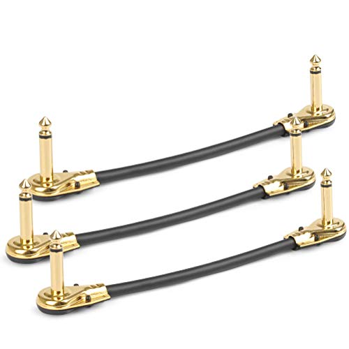 Timesetl 6 Pack 6 Inch Guitar Patch Cable Ultra Quiet Instrument Effect Pedal Patch Cords 1/4 Inch Right Angle Low Profile Pancake Design thumb #2