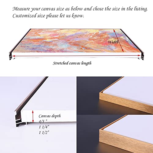 Image of GVS-ART DIY Metal Floating Frame for 24X24 Canvas Painting Art,4 /5 inch(2.1cm) Depth, Floater Frame,Mental Frame Kit, Cut to Pieces,Not Include Canvas or Mat Titannium Gold Frame