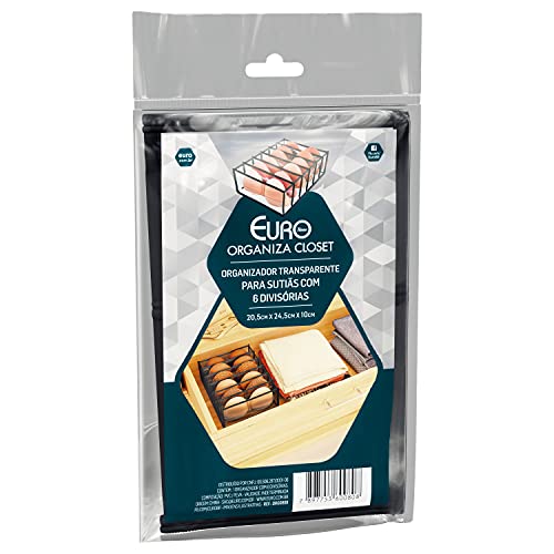 Euro Organizador Transparente para Sutiãs com 6 divisórias, cinza, ORG0808