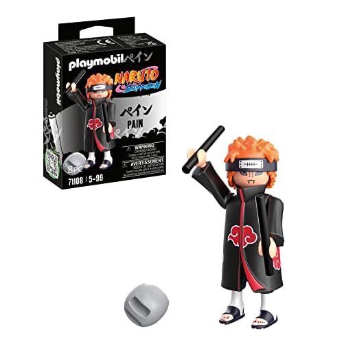PLAYMOBIL Naruto 71108 Pain con Cabello Rojo, Banda, Barras de Chakra y Piedra, Divertido Juego Creativo para los Fans del Anime con Detalles y Accesorios auténticos, a Partir de 5 años
