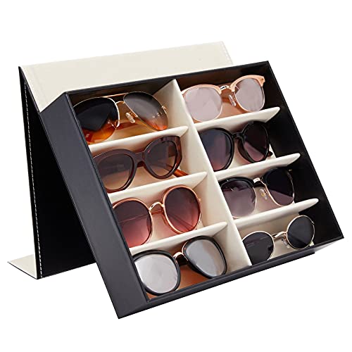 8 Slot Glasses Storage Case, Sunglass Tray, Multiple Eyeglasses Organizer Box (Black, 13 x 10 inches) - Image 7
