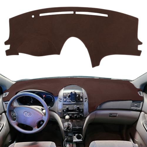 HanLanKa Dashboard Cover Mat Dash Cover Compatible with Toyota Sienna 2004 2005 2006 2007 2008 2009 2010 Dash Board Protector Cover(Brown)