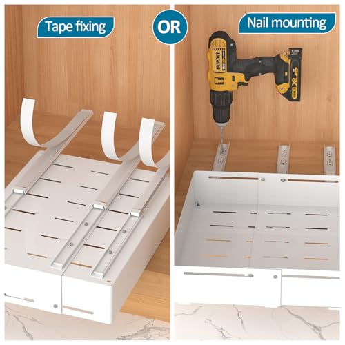 REALINN Organizador Expandible Bajo Fregadero, Organizador de 2 Niveles con Altura Ajustable, Estante Extraíble para Cocina, Baño y Lavandería, Blanco, 1 Unidad miniatura 6