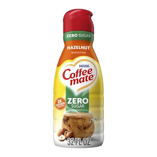 Coffee mate Hazelnut Flavored Coffee Creamer, Zero Sugar, Gluten Free, Liquid Creamer, 63 Servings