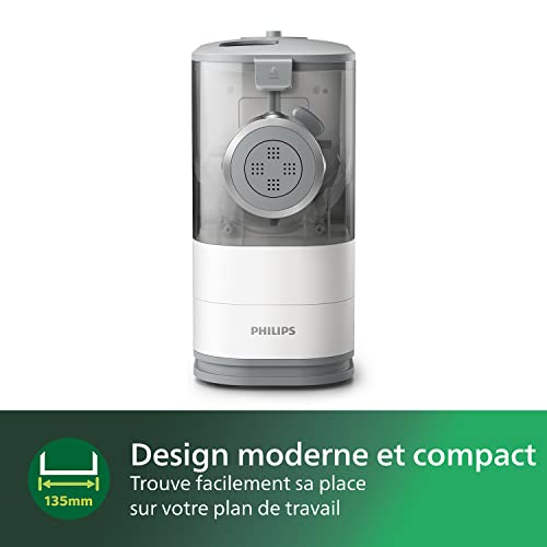 Philips Machine à Pâtes - Entièrement Automatique, Pesée Automatique, 4 Disques de Mise en Forme, Blanc/Crépuscule (HR2345/19)
