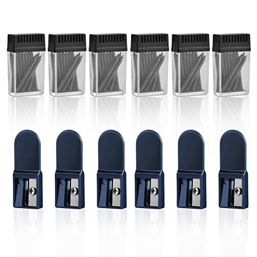Lot de 6 mines compas universelles de 2 mm - Avec taille-crayon de rechange - Pour compas pour dessin mathématique Cover