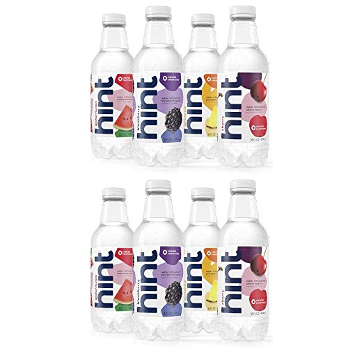 Hint Fruit Infused Water Variety Pack, (Pack of 12) 16 Ounce Bottles, 3 Bottles Each of: Cherry, Watermelon, Pineapple, and BlackBerry, Unsweet Water with Zero Diet Sweeteners (2 Pack, 16 Ounce)