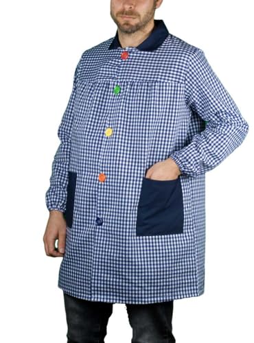 KLOTTZ - BABI INSEGNANTE QUADRI CAMICIA SCUOLA UNISEX donna, Marino, XXL