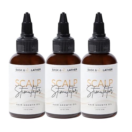 Bask & Lather Scalp Stimulator Hair Oil – Mint & Rosemary 2oz (3-Pack)
