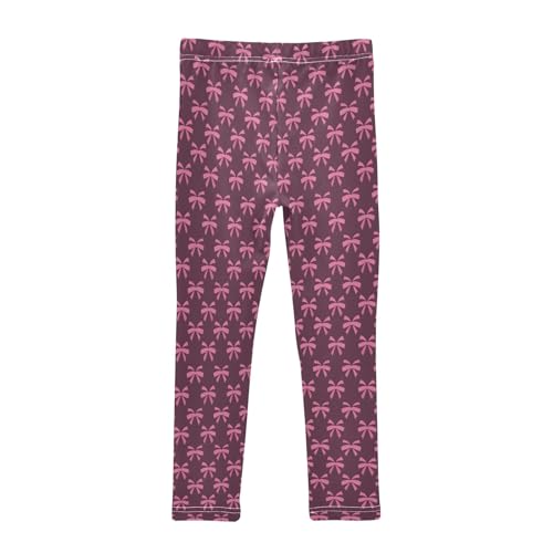 senya Girls Printed Leggings Yoga Pants Dark Pink Bows Pattern for Kids in 4t to 10 Years, 4T2