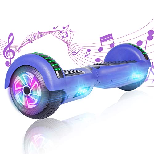 UNI-SUN 6.5" Bluetooth Hoverboard for Kids, Self Balancing Hoverboard with Bluetooth and LED Lights for Adults, Kids Bluetooth Hover Board (A Bluetooth Blue)