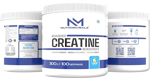 Image of NUTRIMUSCLE Creatine Monohydrate Micronised Powder | Lemon Flavour | Muscle Strength, Size & Performance | Faster Absorption | Pre & Post Workout Supplement | 250g