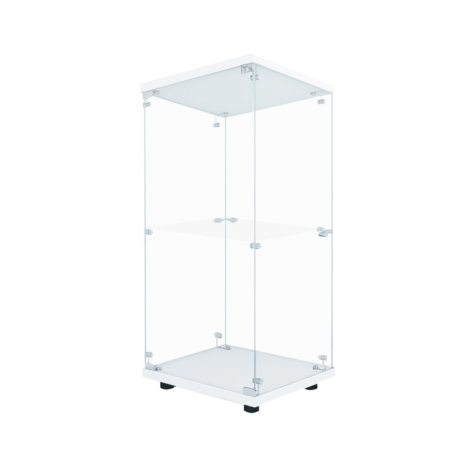 Vitrina de Cristal con Luces LED y Cerradura, Armario Expositor de Vidrio Templado con 1 Puerta y 2 Estantes, Cristalera Vitrina Expositora para Salón y Colección, 86×40×36,5 cm, Blanco