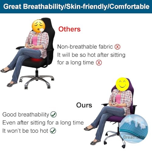 Image of WOMACO Gaming Chair Slipcover Stretch Seat Chair Cover for Leather Computer Reclining Racing Ruffled Gamer Chair Protector (Purple, One-Size)