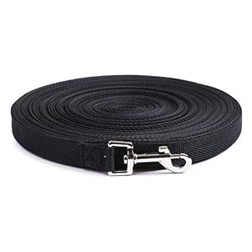 The Pet Nation Nylon Dog Training Lead Dog Leash 50 ft Long Leash for Dogs. (Black, 50 ft)