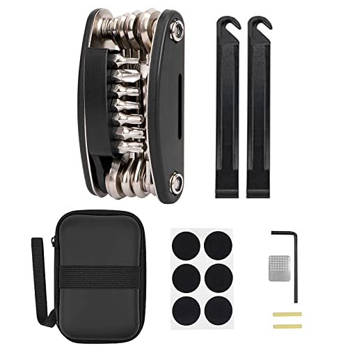 Image of WOTOW Bike Repair Tool Kit - 21 in 1 Bicycle Multitool Portable Mountain Bike Tool Kit Emergency Maintenance, Bike Hex Key Wrench & Tube Patch Kit & Tire Lever & Hard Carrying Case (21 in 1)