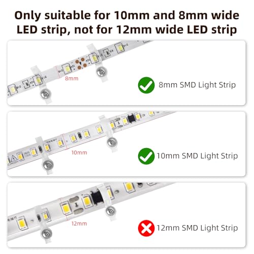 Image of LED Strip Lights Clips Light Mounting Clips One Side LED Light Clips,100 Screws Included, Ideal for 10 mm Wide Waterproof LED Strip Lights (200)