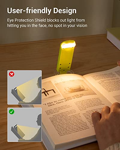 Image of DEWENWILS USB Rechargeable Book Reading Light with Clip, LED Clip on Book Light for Reading at Night, Flexible Booklight for Kids, Warm White, Brightness Adjustable for Eye Protection (Green)