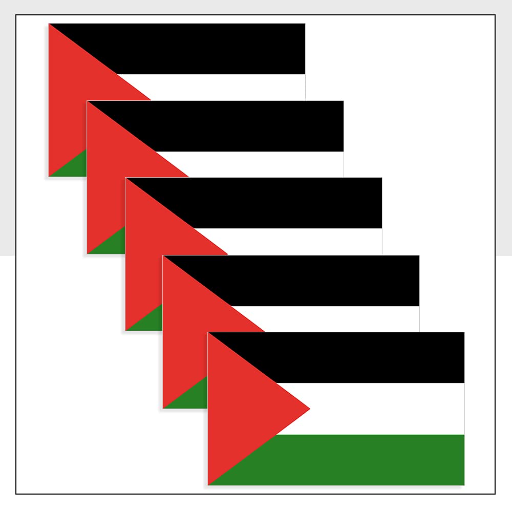 Packwith Multicolor State Of Palestine Flag Bike Sticker Pack Of 5 (60 X 36Mm) Waterproof Pse Flag Labels For Van Windows Laptop Helmet Packwith® #P1044