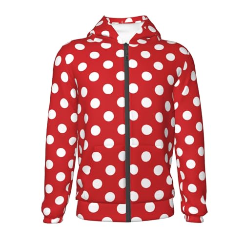 Red Polka Dot Kid Hoodies Boys Zip Up Sweatshirts Girls Pullover with Pocket2