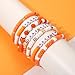 Texas Game Day Stackable Bracelets Football Texas University UT Long Horn College Sports Team Burn Orange White Heishi Stretchy Bracelets Jewelry Football Mom Accessories Gifts