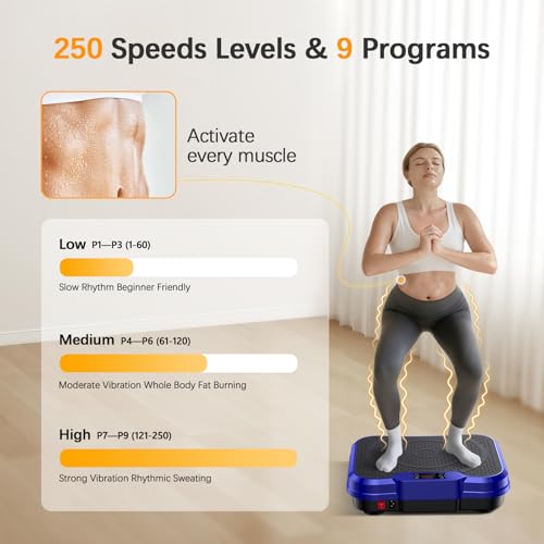 Image of NXSCI Vibration Plate Exercise Machine, Vibration Plate for Lymphatic Drainage Weight Loss, Shake Plate with 250 Speed Levels, 400 Lbs Capacity Full Body Workout for Home Office Gym