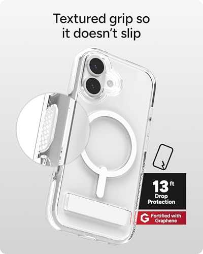Image of ZAGG Santa Cruz Snap Case with Kickstand for iPhone 17 - White, Drop Protection (13ft /4m), MagSafe Charging Compatible, ClearGuard Anti-Yellowing Technology, Scratch Resistant Phone Case