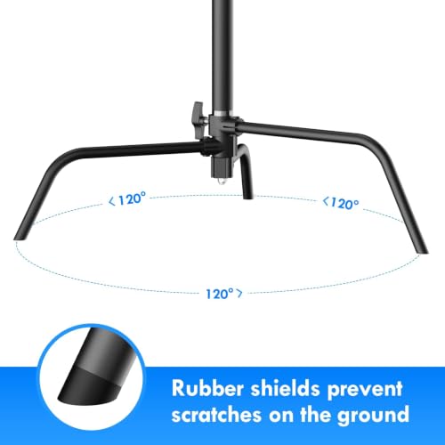Image of EMART 10ft Heavy Duty C Stand with Boom Arm 100% Stainless Steel-Black