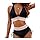 Women's High Waisted Bikini Set Deep V Neck Swimwear Backless Two Piece Swimwear Set Surfing Tummy Control Beach Holiday Bathing Suit,#01-Black,XL