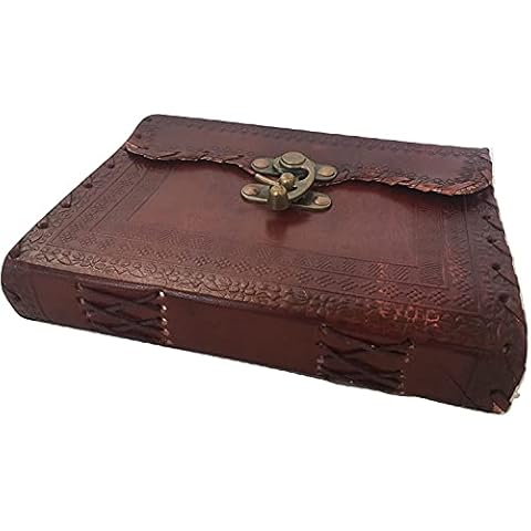 Leather Journal Writing Notebook - Antique Handmade Leather Bound Daily Notepad for Men & Women Unlined Paper Medium 7 x 5 Inches, Best Gift for Art Sketchbook, Poetry Leather Blank Book Cover