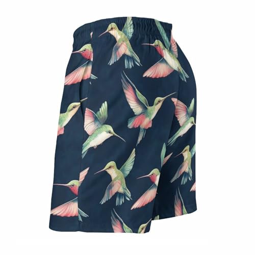 Hawaiian Shorts for Men - Comfy Colorful Hummingbird Print Mens Swim Trunks Bathing Suits with Mesh Lining4