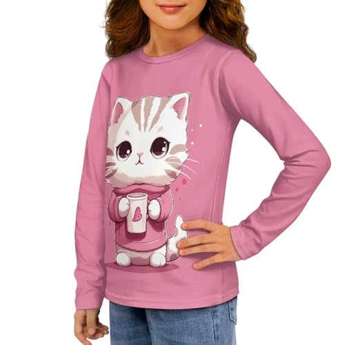 Image of Girls Long Sleeve T Shirt Cute Cartoon Crewneck Shirt for Kids 3-16Y Fall Winter Clothes