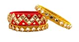 Yaalz Seidenfaden Designer Stilvolle Fancy Festival Wear Hochzeit Chuda Kundan Stein Armreif Set für Frauen Mädchen, 2.4, Seide