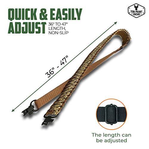 Ten Point Gear Gun Sling Paracord 550 Adjustable W/Swivels (Multiple Color Options) (Brown & Tan Camo) #TOP1