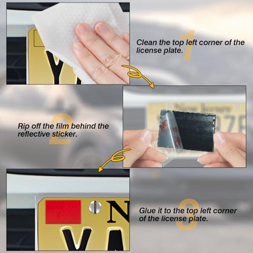 Image of 2-Pieces Reflective License Plate Stickers for New Jersey GDL Drivers - Perfect for New Drivers Under 21 & Special Learning Permits (Bright Red)