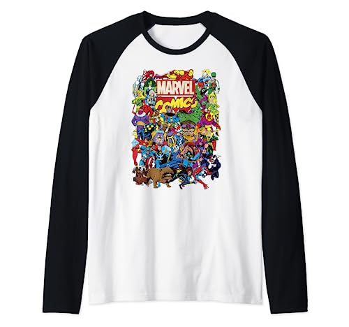 T-shirt baseball Marvel Comics Heroes Group Shot style raglan pour homme et femme