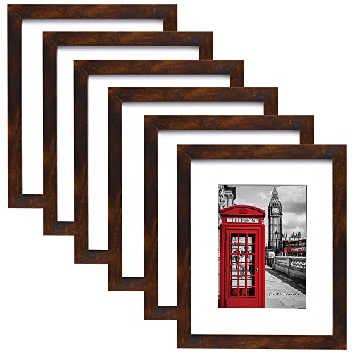 PEALSN 5x7 Picture Frame Set of 6, Display Pictures 4x6 with Mat or 5x7 Without Mat for Wall Mounting or Table Top Display, Photo Frames Collage for Wall Decor, Rustic Brown PEALSN 5x7 Picture Frame Set of 6, Display Pictures 4x6 with Mat or 5x7 Without Mat for Wall Mounting or Table Top Display, Photo Frames Collage for Wall Decor, Rustic Brown