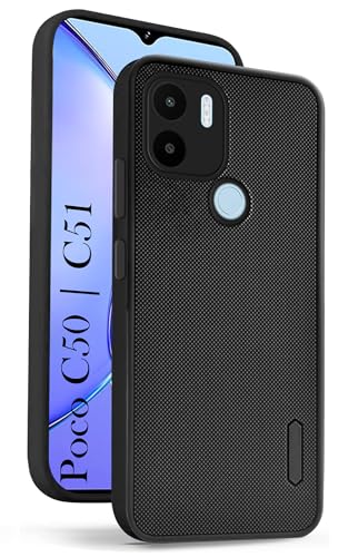 Image of Jkobi Back Cover Case for Poco C50 | Poco C51 (Textured Grip Design | Camera Protection | Slim and Light Weight | Soft Touch and Feel | Black)