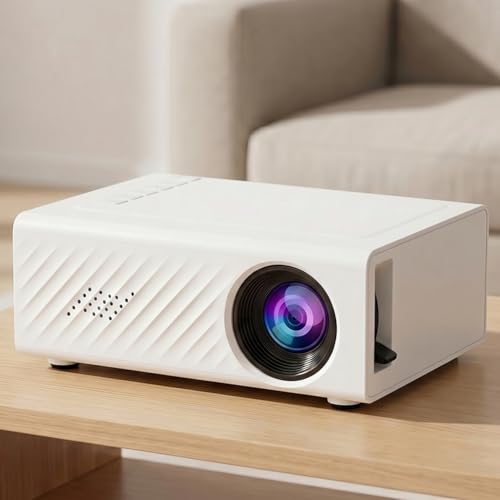 M1S Mini Projector, Portable LED Movie Projector for Home Use, Compact Design with HDMI/USB/AV Input, US Plug, White